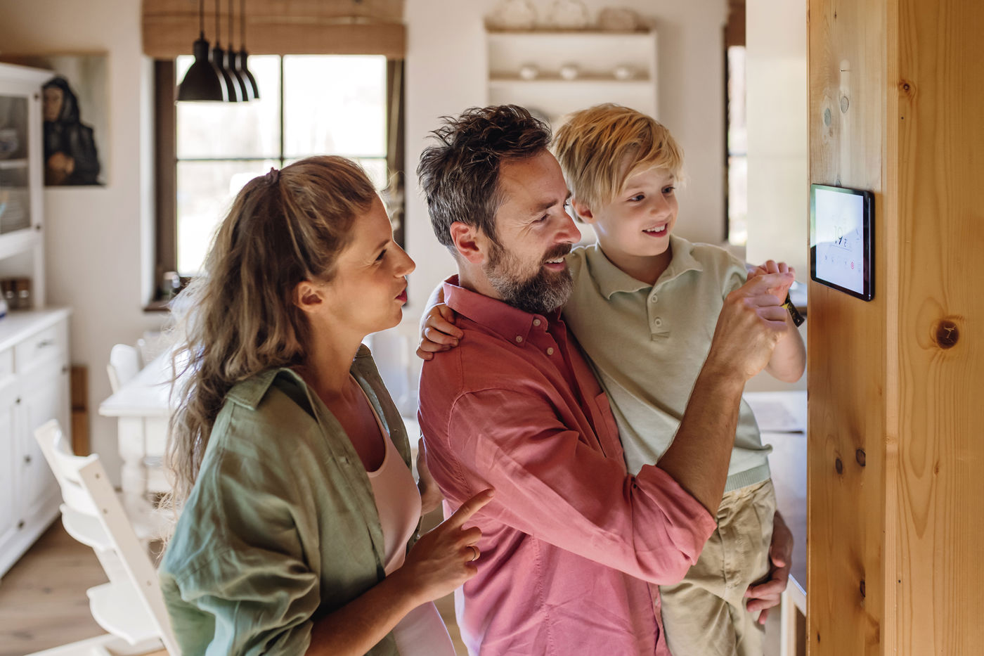 Family using smart home technology